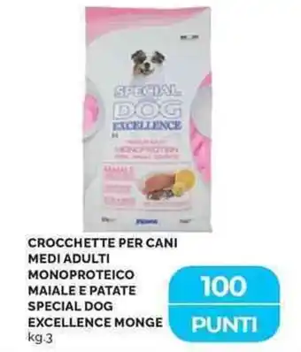 Mercatò Crocchette per cani medi adulti monoproteico maiale e patate special dog EXCELLENCE MONGE offerta