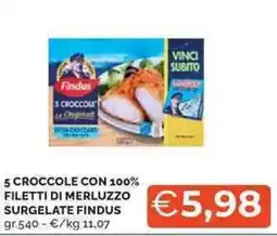 Mercatò 5 croccole con 100% filetti di merluzzo surgelate FINDUS offerta