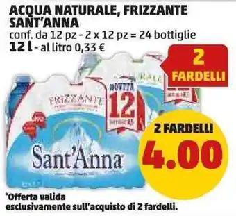 PENNY Acqua naturale, frizzante sant'anna conf. da 12 pz - 2 x 12 pz = 24 bottiglie offerta