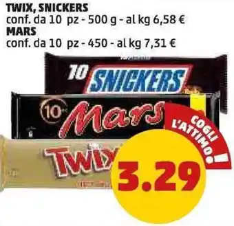 PENNY Twix, snickers conf. da 10 pz -MARS conf.da 10 pz - offerta