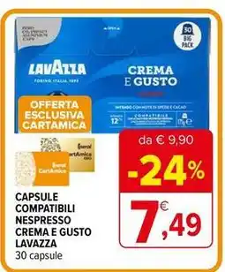 Iperal Capsule compatibili nespresso crema e gusto lavazza 30 capsule offerta