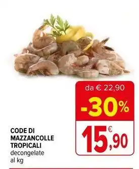 Iperal Code di mazzancolle tropicali decongelate offerta