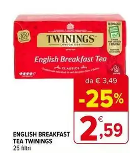 Iperal English breakfast tea twinings 25 filtri offerta