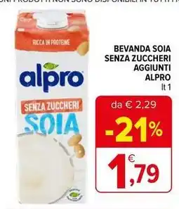 Iperal Bevanda soia senza zuccheri aggiunti alpro offerta