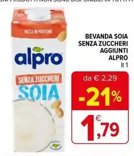 Iperal Bevanda soia senza zuccheri aggiunti alpro offerta