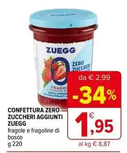 Iperal Confettura zero zuccheri aggiunti zuegg offerta