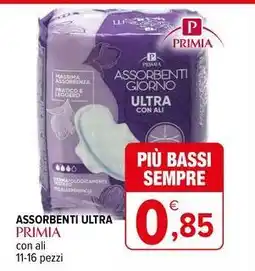 Iperal Assorbenti ultra primia con ali 11-16 pezzi offerta