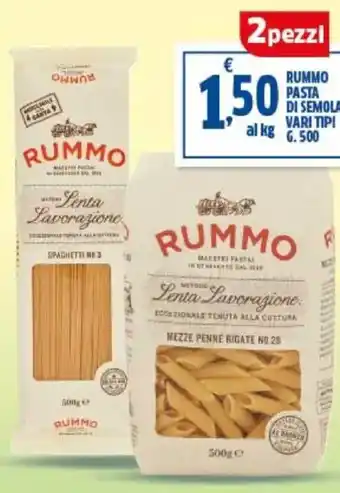 Sigma Rummo pasta di semola vari tipi al kg 2 pezzi offerta