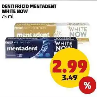 PENNY Dentifricio mentadent white now offerta