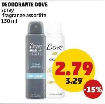 PENNY Deodorante dove spray fragranze assortite offerta