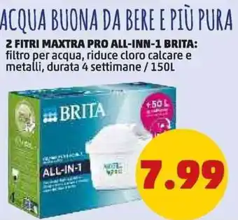 PENNY 2 fitri maxtra pro all-inn-1 brita: filtro per acqua, riduce cloro calcare e metalli, durata 4 settimane / offerta