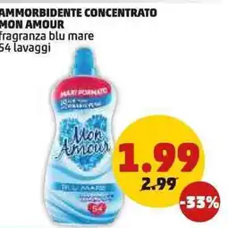 PENNY Ammorbidente concentrato mon amour fragranza blu mare 54 lavaggi offerta