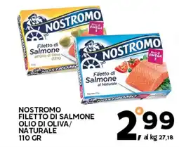 Extra Supermercati Nostromo filetto di salmone olio di oliva/ naturale offerta