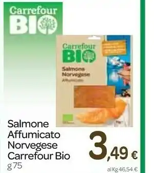 Carrefour Express Carrefour bio - salmone norvegese affumicato 75 g(ml) offerta