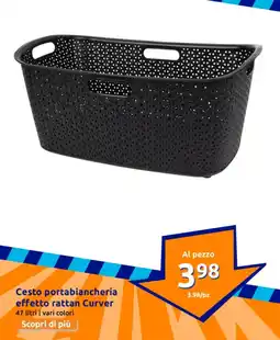 Action Cesto portabiancheria effetto rattan Curver offerta