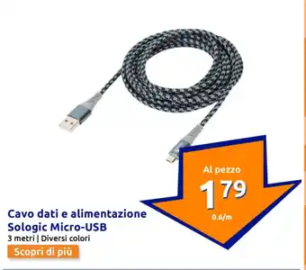 Action Cavo dati e alimentazione Sologic Micro-USB offerta