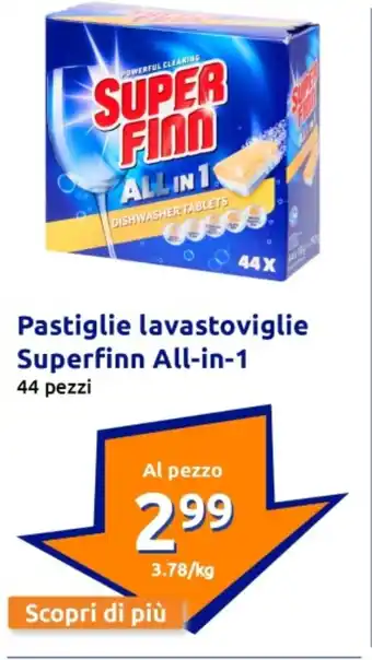 Action Pastiglie lavastoviglie Superfinn All-in-1 offerta