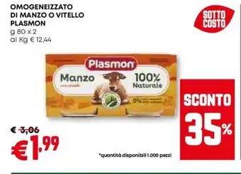 Pam Omogeneizzato di manzo o vitello PLASMON offerta