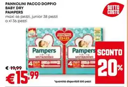 Pam Pannolini pacco doppio baby dry PAMPERS offerta