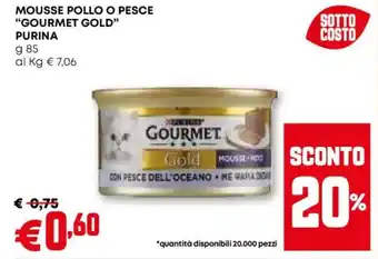 Pam Mousse pollo o pesce "gourmet gold" PURINA offerta