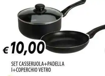 Galassia Set casseruola+padella i+coperchio vetro offerta