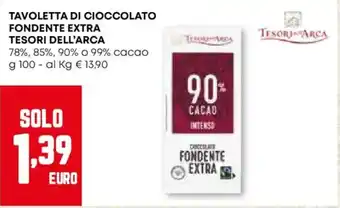 Pam Tavoletta di cioccolato fondente extra TESORI DELL'ARCA offerta