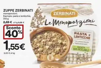 Ipercoop Zuppe zerbinati monoporzioni offerta