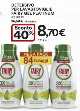 Ipercoop Detersivo per lavastoviglie fairy gel platinum offerta