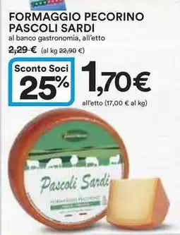 Ipercoop Formaggio pecorino pascoli sardi offerta