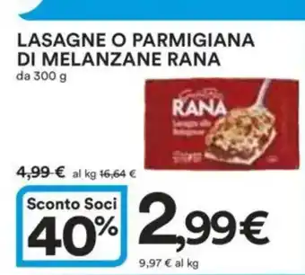 Ipercoop Lasagne o parmigiana di melanzane rana offerta