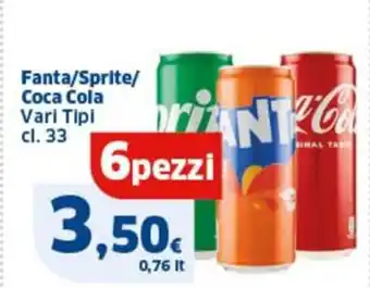 Ok Sigma Fanta/sprite/ coca cola vari tipi 6 pezzi offerta