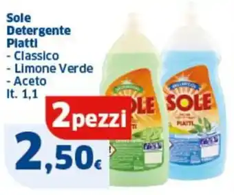 Ok Sigma Sole Detergente Plattl - Classico - Limone Verde -Aceto 2 pezzi offerta