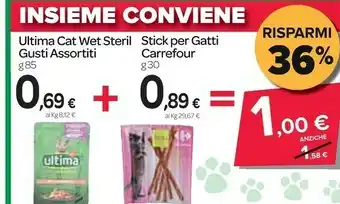 Carrefour Express Cat wet steril stick per gatti offerta