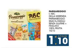 SeBón Supermercati Parmareggio l'abc della merenda parmareggio snack+taralli senza glutine + frullato 100% frutta offerta