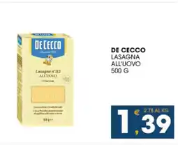 SeBón Supermercati De cecco lasagna all'uovo offerta