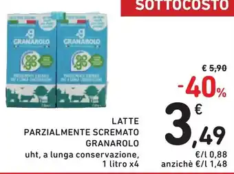 Spazio Conad Latte parzialmente scremato granarolo uht, a lunga conservazione, offerta