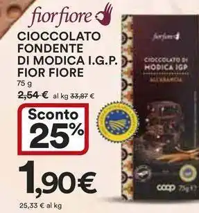 Ipercoop Cioccolato fondente di modica i.g.p. FIOR FIORE offerta