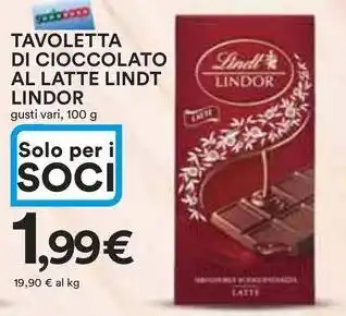 Ipercoop Tavoletta di cioccolato al latte lindt LINDOR offerta