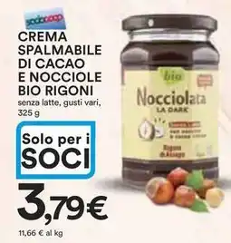 Ipercoop Crema spalmabile di cacao e nocciole BIO RIGONI senza latte offerta