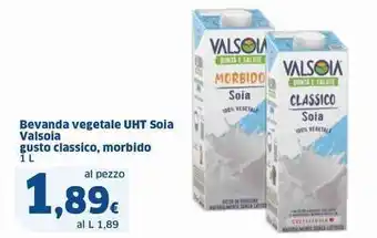 Sigma Bevanda vegetale uht soia VALSOIA gusto classico, morbido offerta