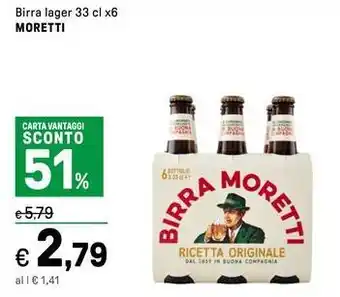 Iper La Grande Birra lager MORETTI offerta