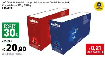 Iper La Grande 100 capsule alluminio compatibili LAVAZZA offerta