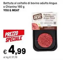 Iper La Grande Battuta al coltello di bovino adulto angus o chianina YOU & MEAT offerta