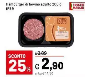 Iper La Grande Hamburger di bovino adulto IPER offerta