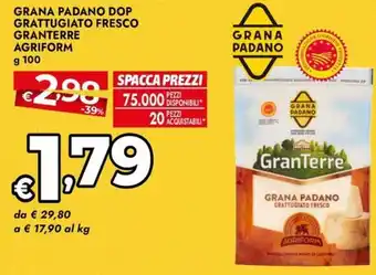 Bennet Grana padano dop grattugiato fresco GRANTERRE agriform offerta