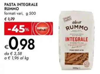 Bennet Pasta integrale RUMMO offerta