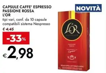 Bennet Capsule caffe' espresso passione rossa L'OR offerta