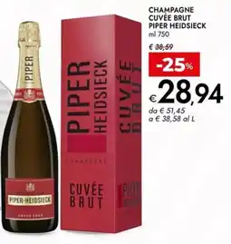 Bennet Champagne cuvée brut PIPER HEIDSIECK offerta