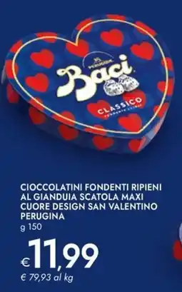 Bennet Cioccolatini fondenti ripieni al gianduia scatola maxi cuore design san valentino PERUGINA offerta