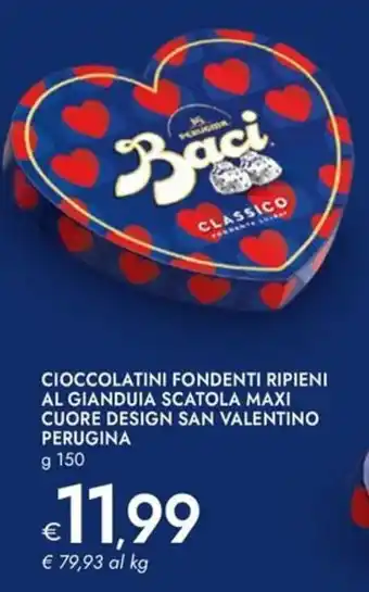 Bennet Cioccolatini fondenti ripieni al gianduia scatola maxi cuore design san valentino PERUGINA offerta